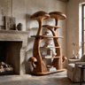 Thalmora Sculpted Solid Wood Mushroom Bookshelf