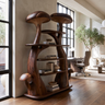 Thalmora Sculpted Solid Wood Mushroom Bookshelf