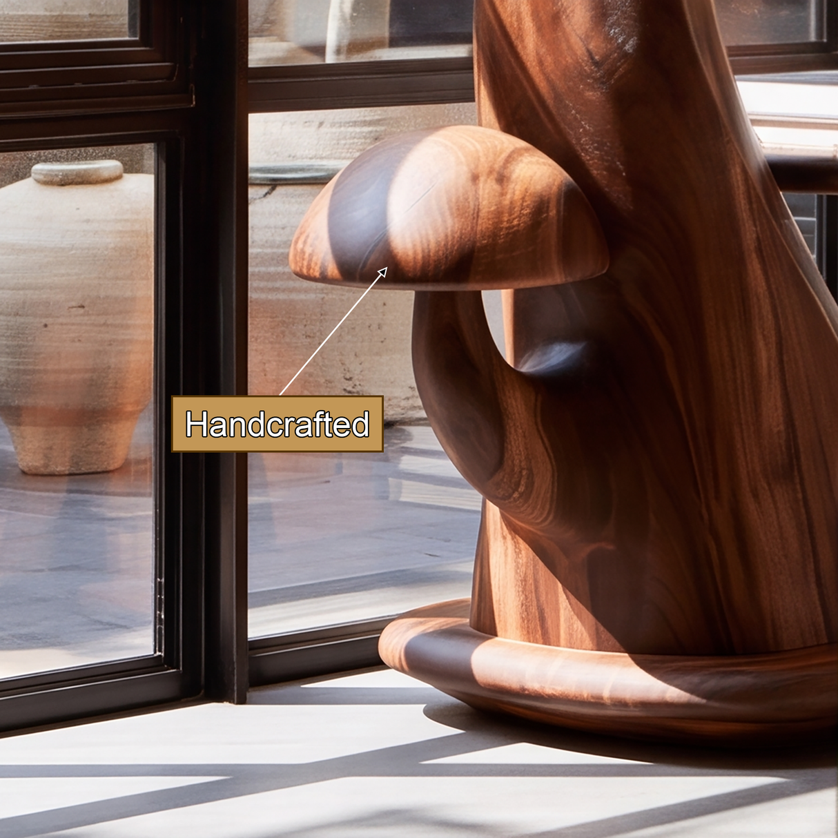 Thalmora Sculpted Solid Wood Mushroom Bookshelf