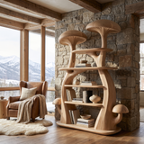 Thalmora Sculpted Solid Wood Mushroom Bookshelf
