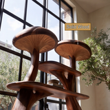 Thalmora Sculpted Solid Wood Mushroom Bookshelf