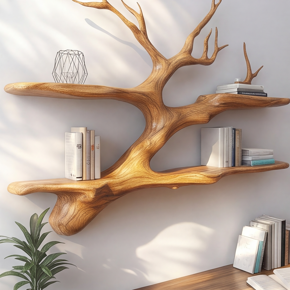 Thalmyr Handcrafted Solid Wood Floating Tree Bookshelf - Timberustic Floating Tree Bookshelf