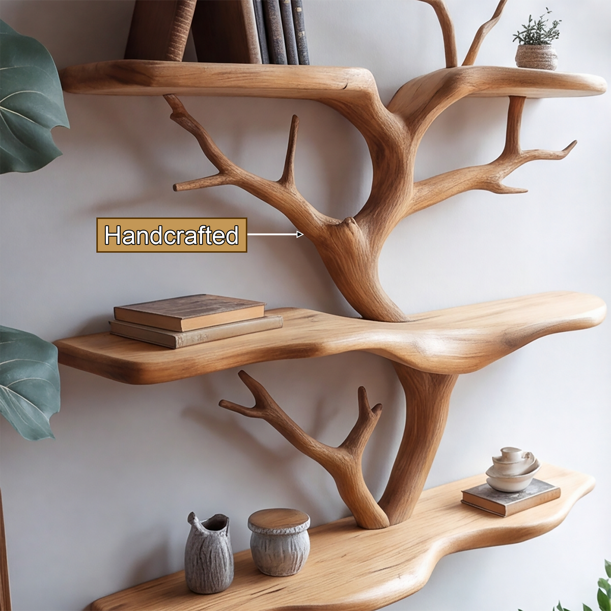 Thalorien Handcrafted Solid Wood Floating Tree Bookshelf - Timberustic Floating Tree Bookshelf