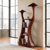 Thaloris Sculpted Solid Wood Mushroom Bookshelf