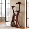 Thaloris Sculpted Solid Wood Mushroom Bookshelf