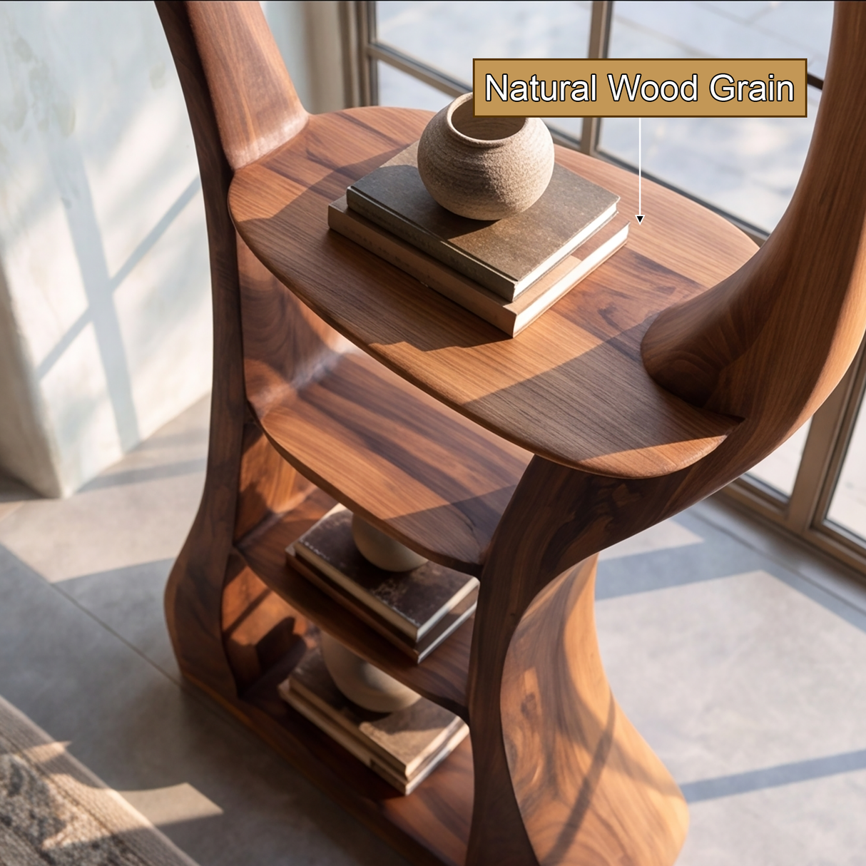 Thaloris Sculpted Solid Wood Mushroom Bookshelf