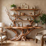 Thalorwyn Sculpted Solid Wood Console Table with Shelves Brown - Timberustic Console Table with Shelves