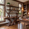 Thalorwyn Sculpted Solid Wood Console Table with Shelves Dark Walnut - Timberustic Console Table with Shelves