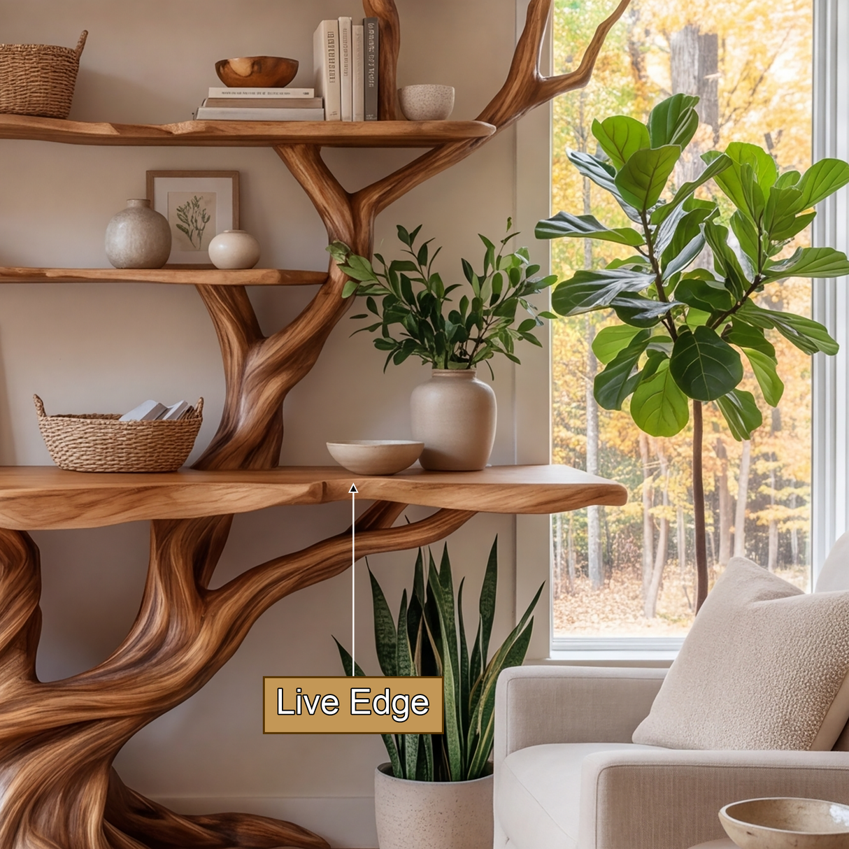 Thalorwyn Sculpted Solid Wood Console Table with Shelves - Timberustic Console Table with Shelves