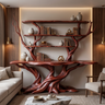 Thalorwyn Sculpted Solid Wood Console Table with Shelves Mahogany - Timberustic Console Table with Shelves