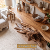 Thalorwyn Sculpted Solid Wood Console Table with Shelves - Timberustic Console Table with Shelves