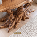 Thalorwyn Sculpted Solid Wood Console Table with Shelves - Timberustic Console Table with Shelves