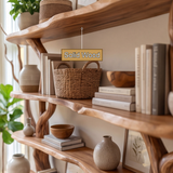 Thalorwyn Sculpted Solid Wood Console Table with Shelves - Timberustic Console Table with Shelves
