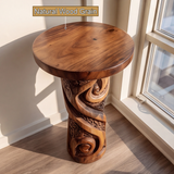 Thaloryn Sculpted Solid Wood Pedestal Stand