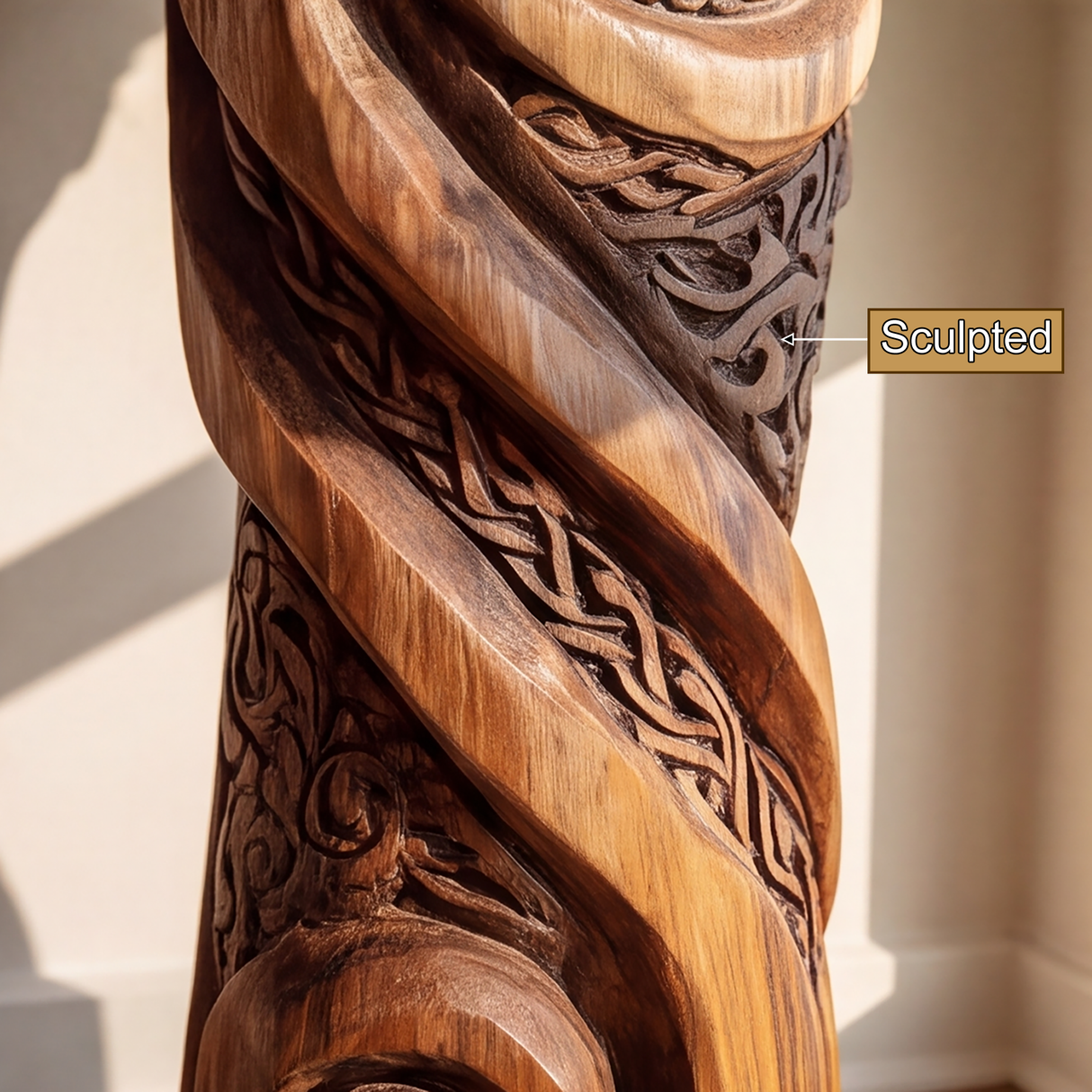 Thaloryn Sculpted Solid Wood Pedestal Stand