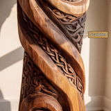 Thaloryn Sculpted Solid Wood Pedestal Stand