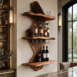 Thalvorn Live Edge Solid Wood Floating Wine Shelf SPA298587