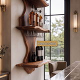 Thalvorn Live Edge Solid Wood Floating Wine Shelf SPA298587