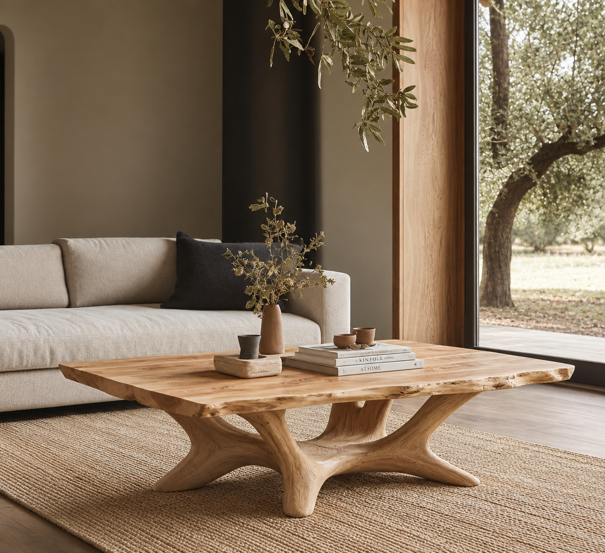 Thervane Handcrafted Solid Wood Coffee Table