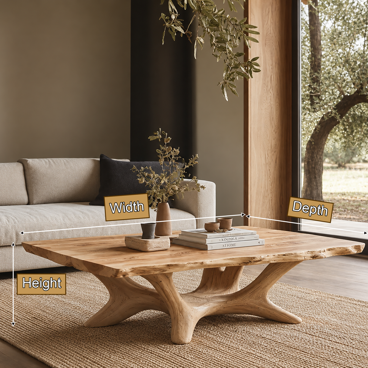 Thervane Handcrafted Solid Wood Coffee Table