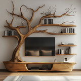 Thornhaven Handcrafted Solid Wood Tree TV Console - Timberustic TV Console with Tree Shelf