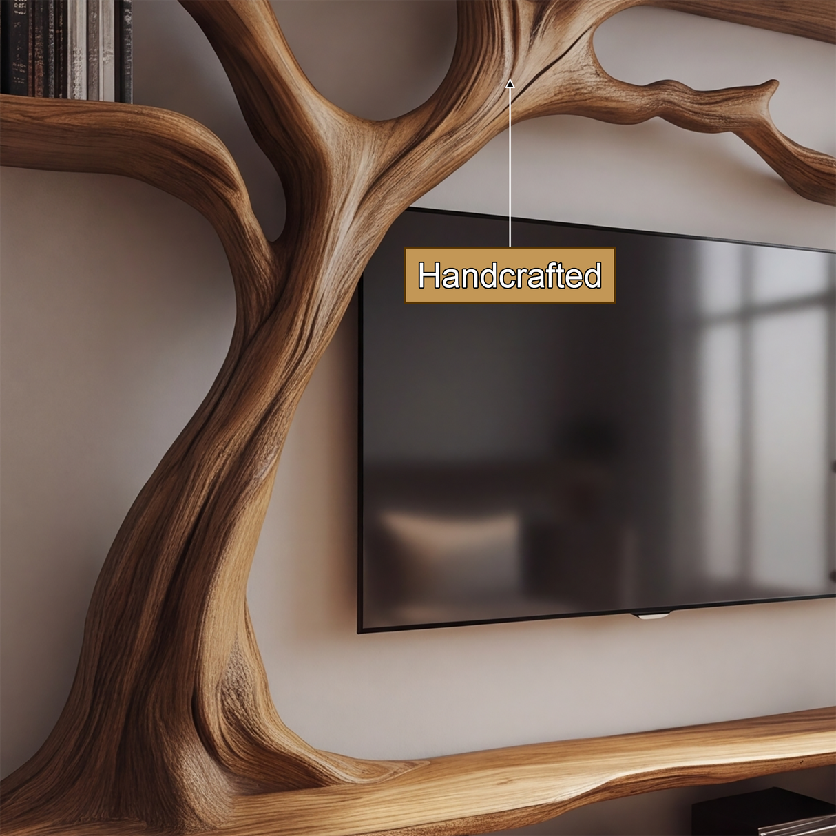 Thornhaven Handcrafted Solid Wood Tree TV Console - Timberustic TV Console with Tree Shelf