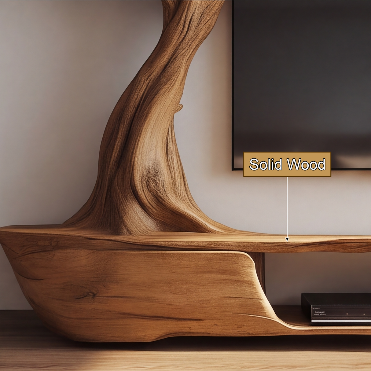 Thornhaven Handcrafted Solid Wood Tree TV Console - Timberustic TV Console with Tree Shelf