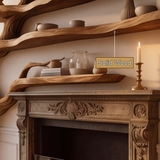 Thornmere Sculpted Solid Wood Tree-Shaped Fireplace Mantel with Display Shelves - Timberustic Tree-Shaped Fireplace Mantel with Display Shelves