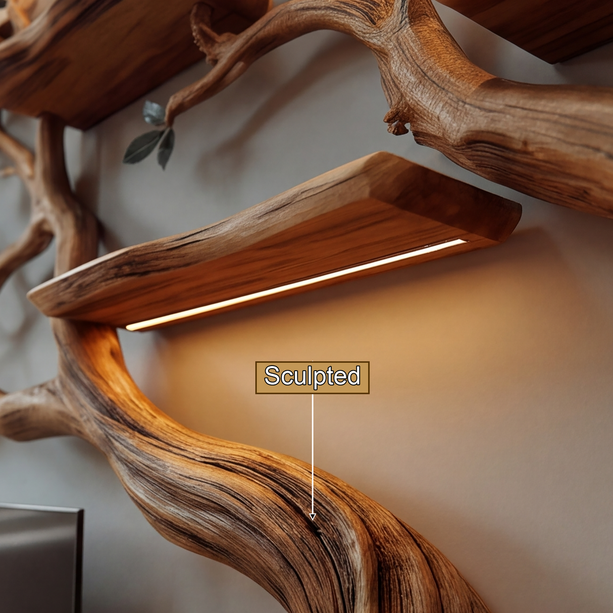 Thornvale Handcrafted Solid Wood Tree TV Console - Timberustic TV Console with Tree Shelf