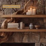 Timberhollow Sculpted Solid Wood Tree-Shaped Fireplace Mantel with Display Shelves - Timberustic Tree-Shaped Fireplace Mantel with Display Shelves