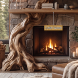 Timberhollow Sculpted Solid Wood Tree-Shaped Fireplace Mantel with Display Shelves - Timberustic Tree-Shaped Fireplace Mantel with Display Shelves