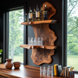 Torvane Live Edge Solid Wood Floating Wine Shelf SPA925725