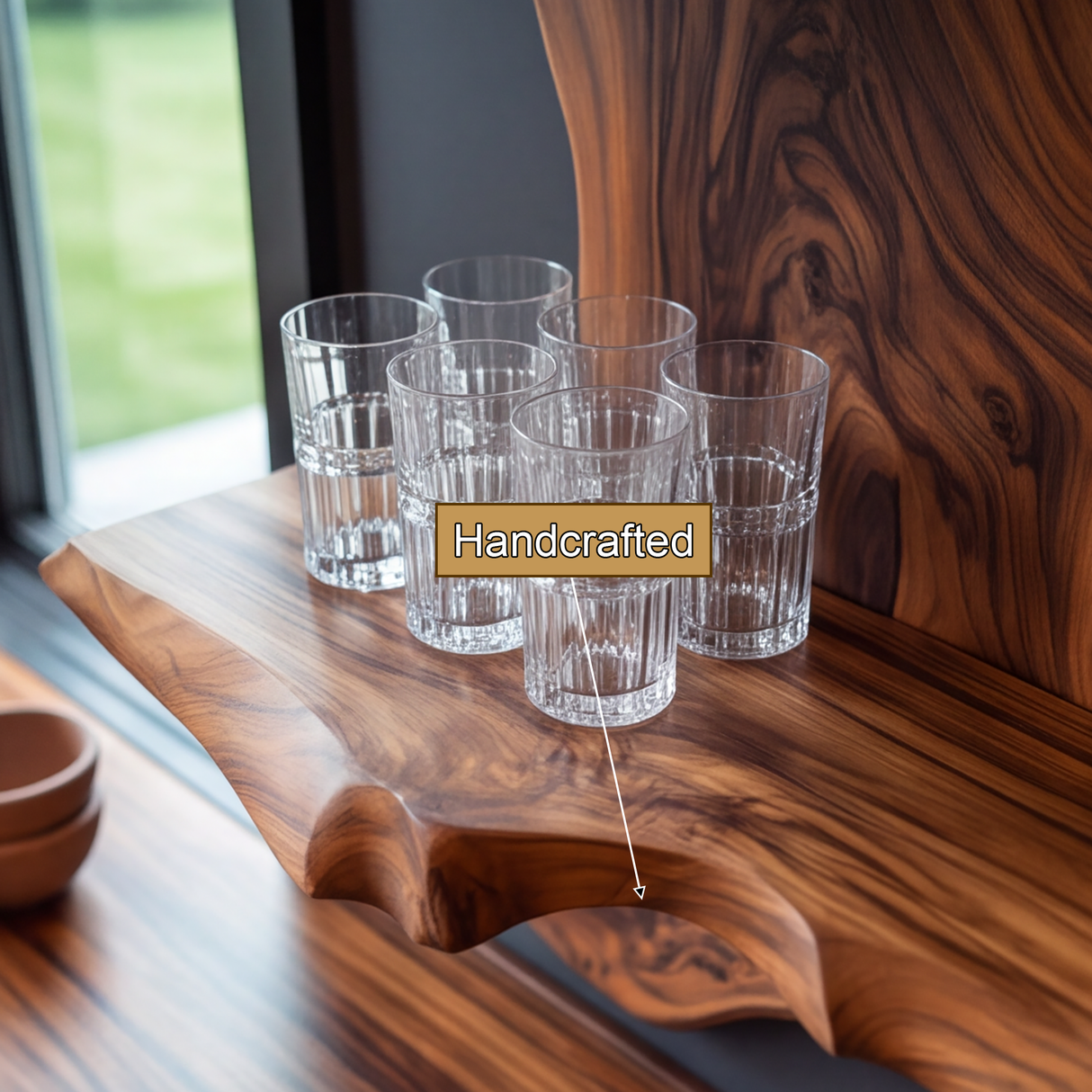 Torvane Live Edge Solid Wood Floating Wine Shelf SPA925725