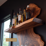 Torvane Live Edge Solid Wood Floating Wine Shelf SPA925725