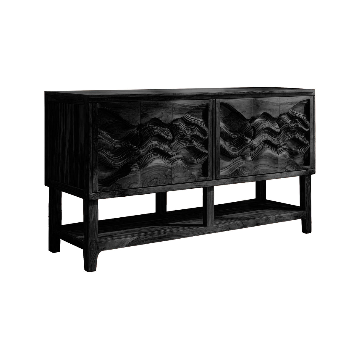 Undara Sculpted Solid Wood Freestanding Bathroom Vanity with Cabinet