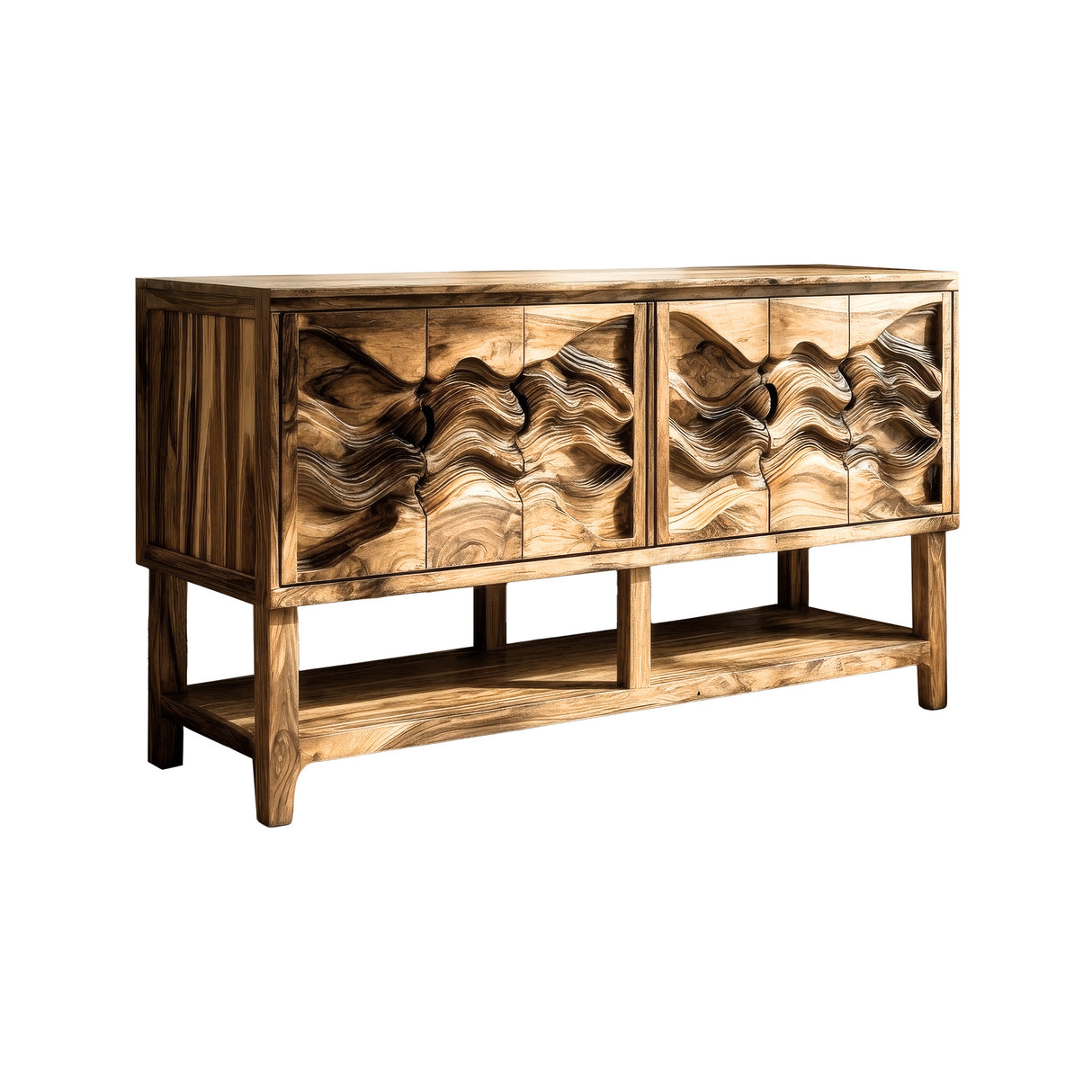 Undara Sculpted Solid Wood Freestanding Bathroom Vanity with Cabinet