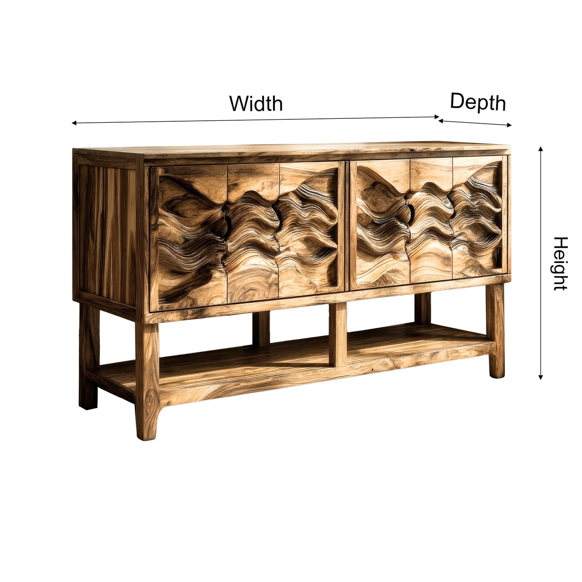 Undara Sculpted Solid Wood Freestanding Bathroom Vanity with Cabinet