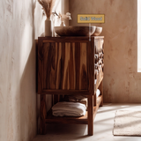 Undara Sculpted Solid Wood Freestanding Bathroom Vanity with Cabinet