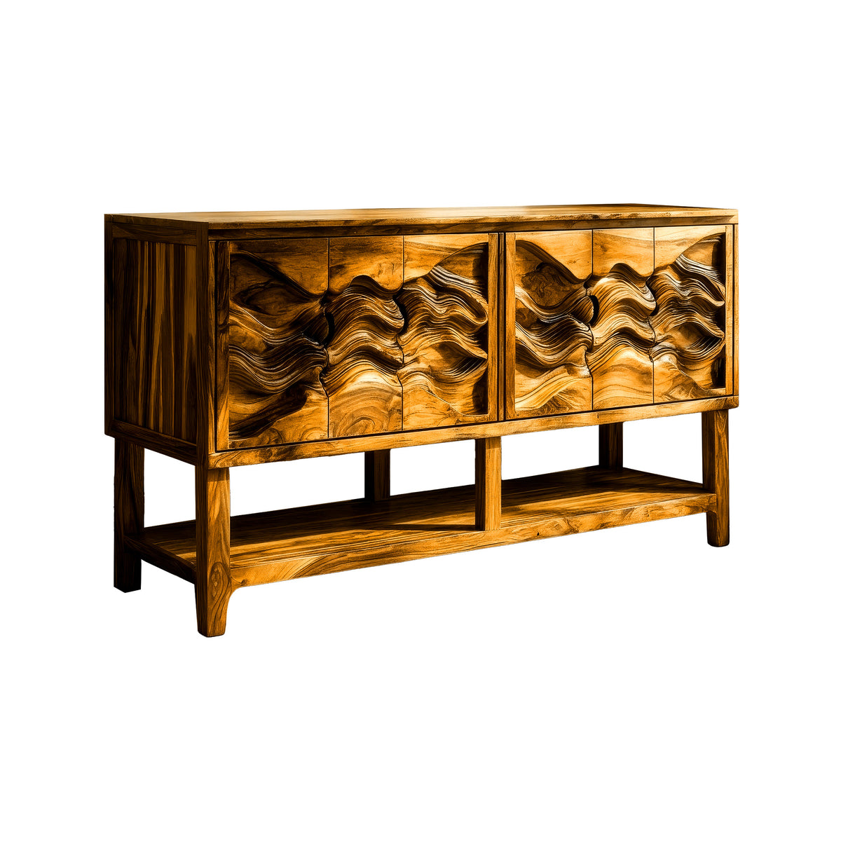 Undara Sculpted Solid Wood Freestanding Bathroom Vanity with Cabinet