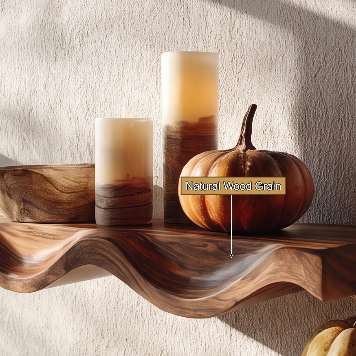 Undora Sculpted Solid Wood Floating Shelf