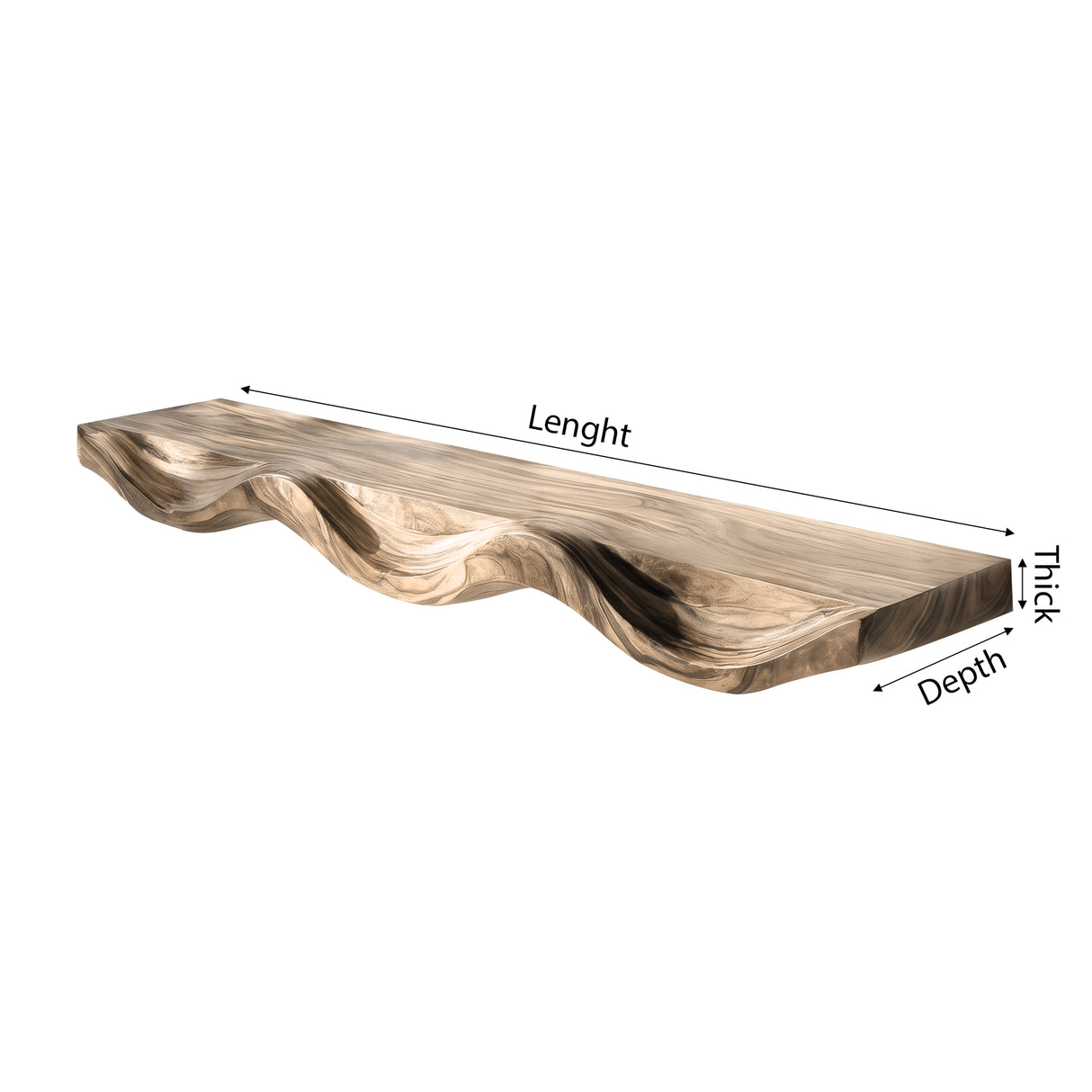 Undora Sculpted Solid Wood Floating Shelf