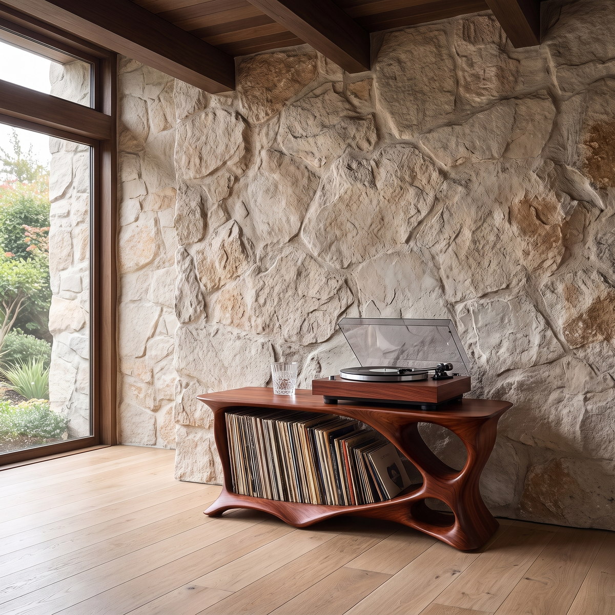 Vaelric Handcrafted Solid Wood Record Player Stand SPA032456