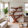 Vaelthorn Handcrafted Tree Console Table with Shelves Mahogany - Timberustic Console Table with Shelves