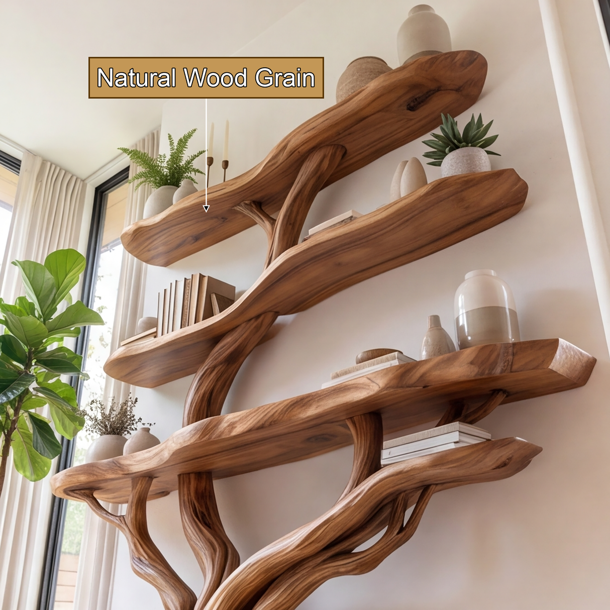 Vaelthorn Handcrafted Tree Console Table with Shelves - Timberustic Console Table with Shelves