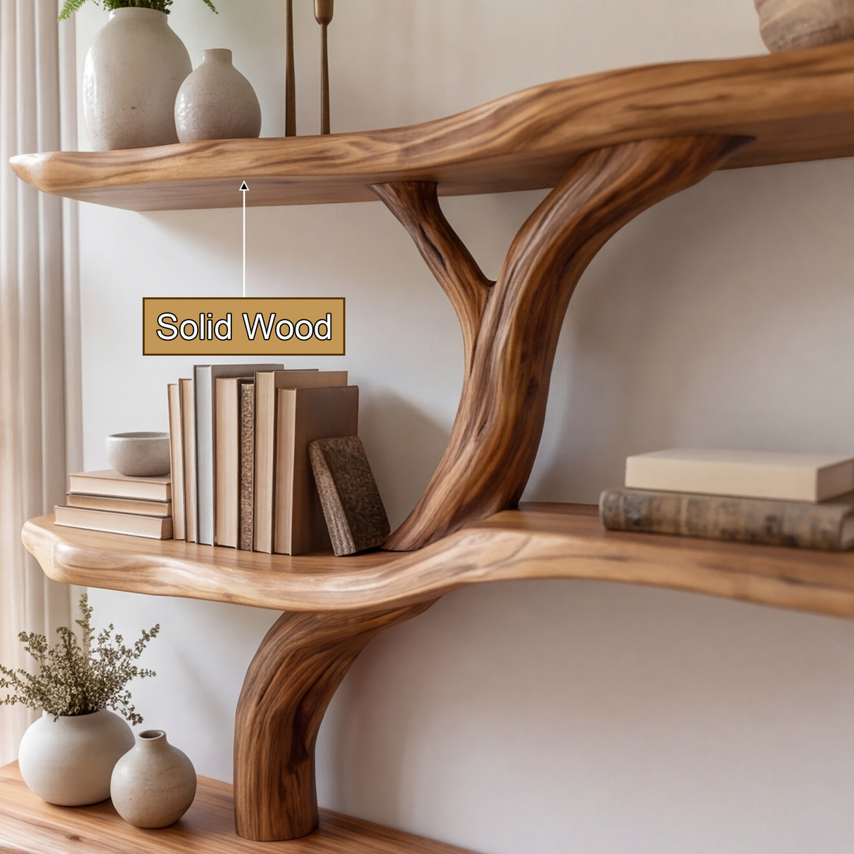 Vaelthorn Handcrafted Tree Console Table with Shelves - Timberustic Console Table with Shelves