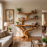 Vaelthorn Handcrafted Tree Console Table with Shelves Teak - Timberustic Console Table with Shelves