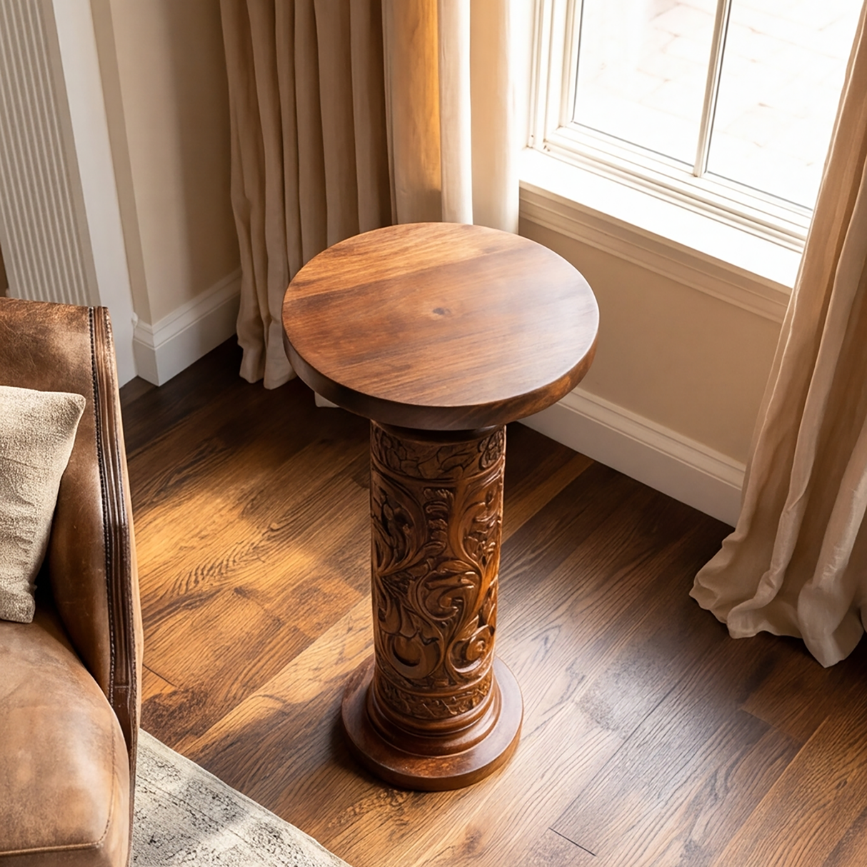 Valceryn Handcrafted Solid Wood Pedestal Stand