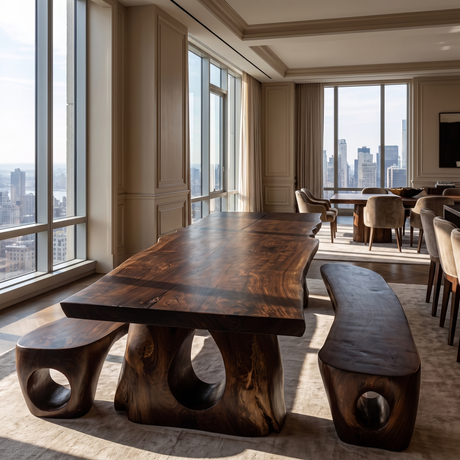 Valdoren Live Edge Solid Wood Dining Table Dark Walnut - Timberustic Dining Table