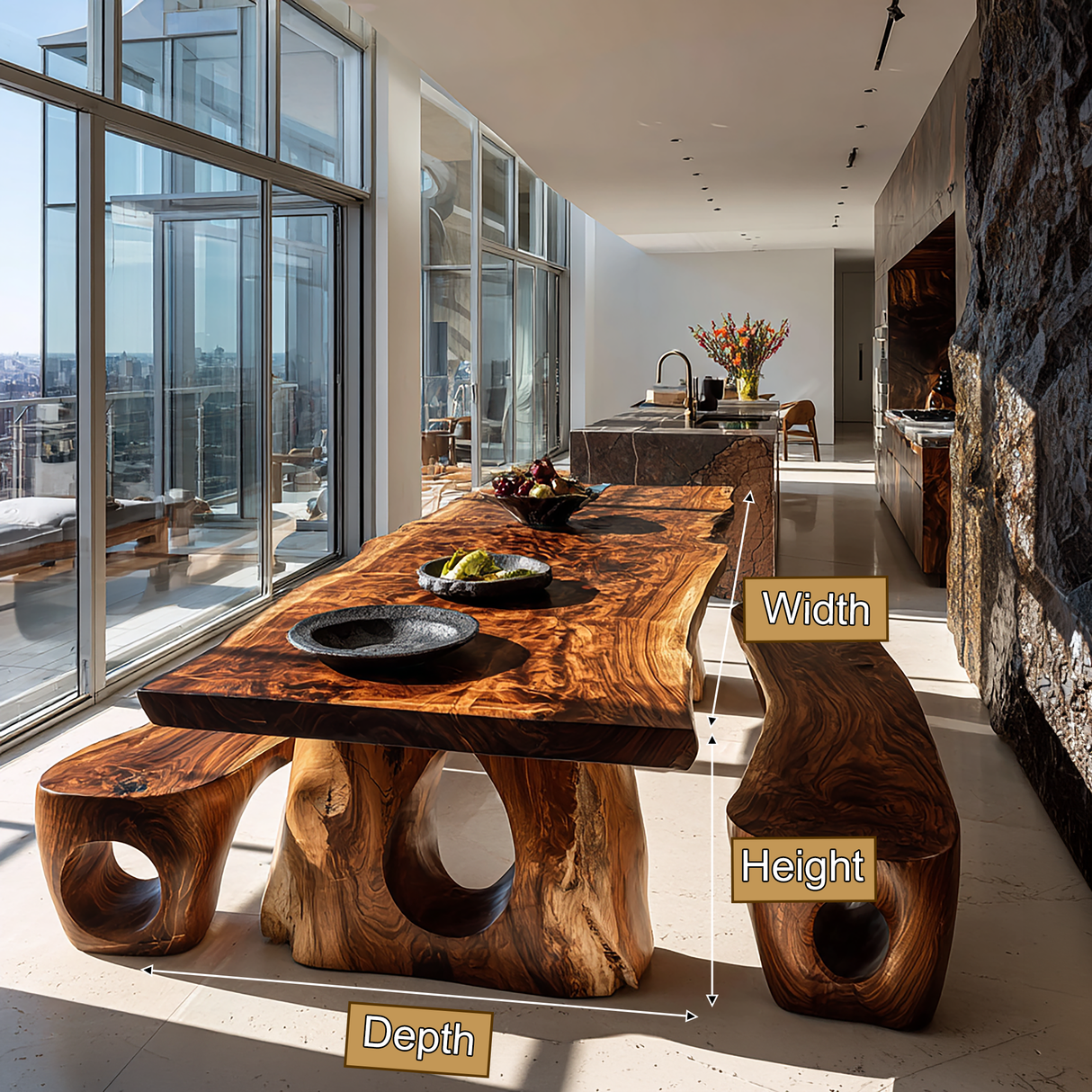 Valdoren Live Edge Solid Wood Dining Table - Timberustic Dining Table