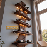 Valdoren Live Edge Solid Wood Floating Wine Shelf SPA395735